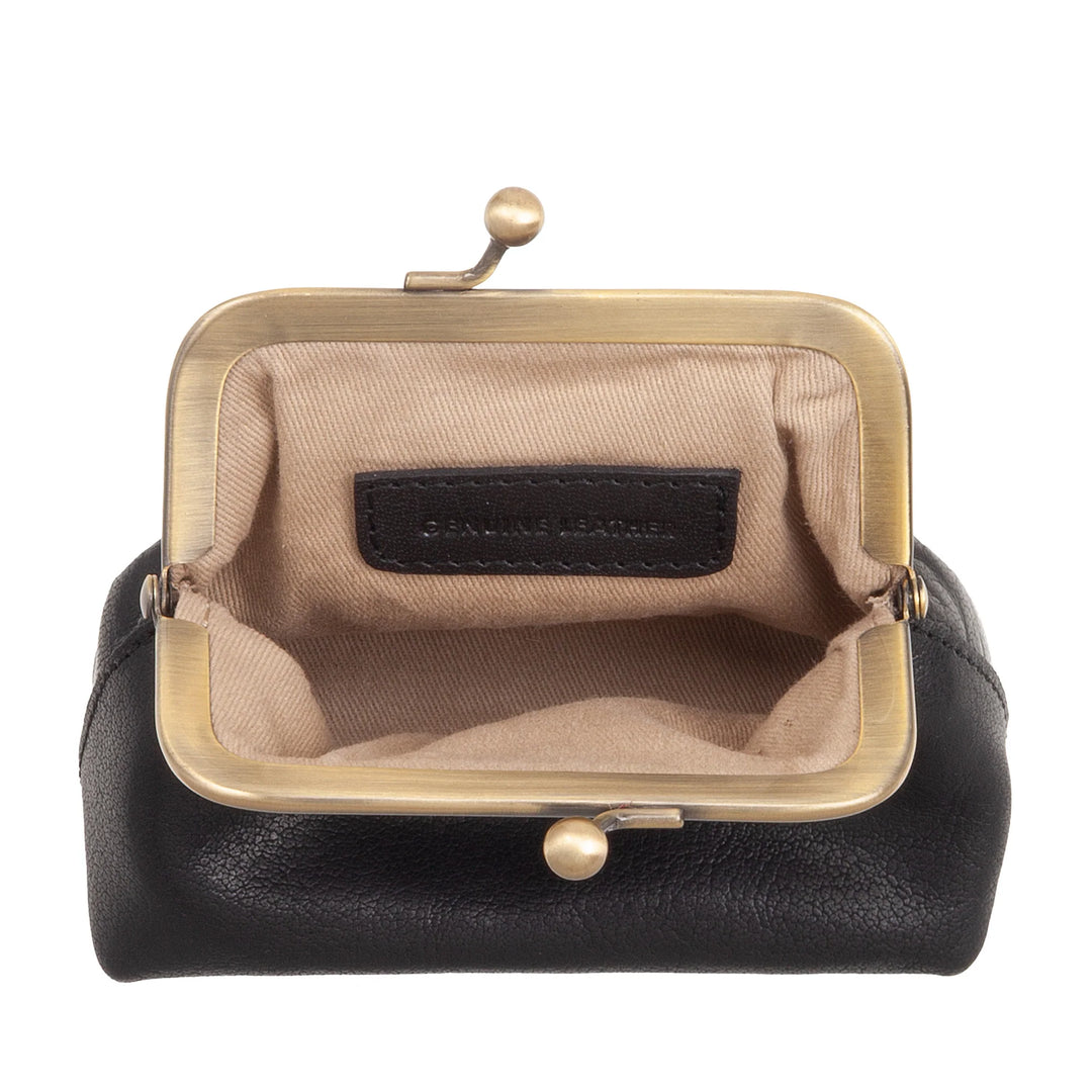 Nuvola Pelle Damen-Minitasche aus echtem Vintage-Büffelleder mit Clic-Clac-Verschluss – handgefertigte Geldbörse – elegante Handtasche mit abnehmbarem, verstellbarem Schultergurt im Retro-Stil