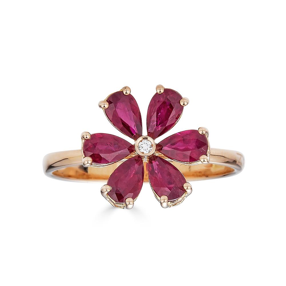 Zydo anello con fiore di diamanti e pietre preziose colorate oro giallo 62220