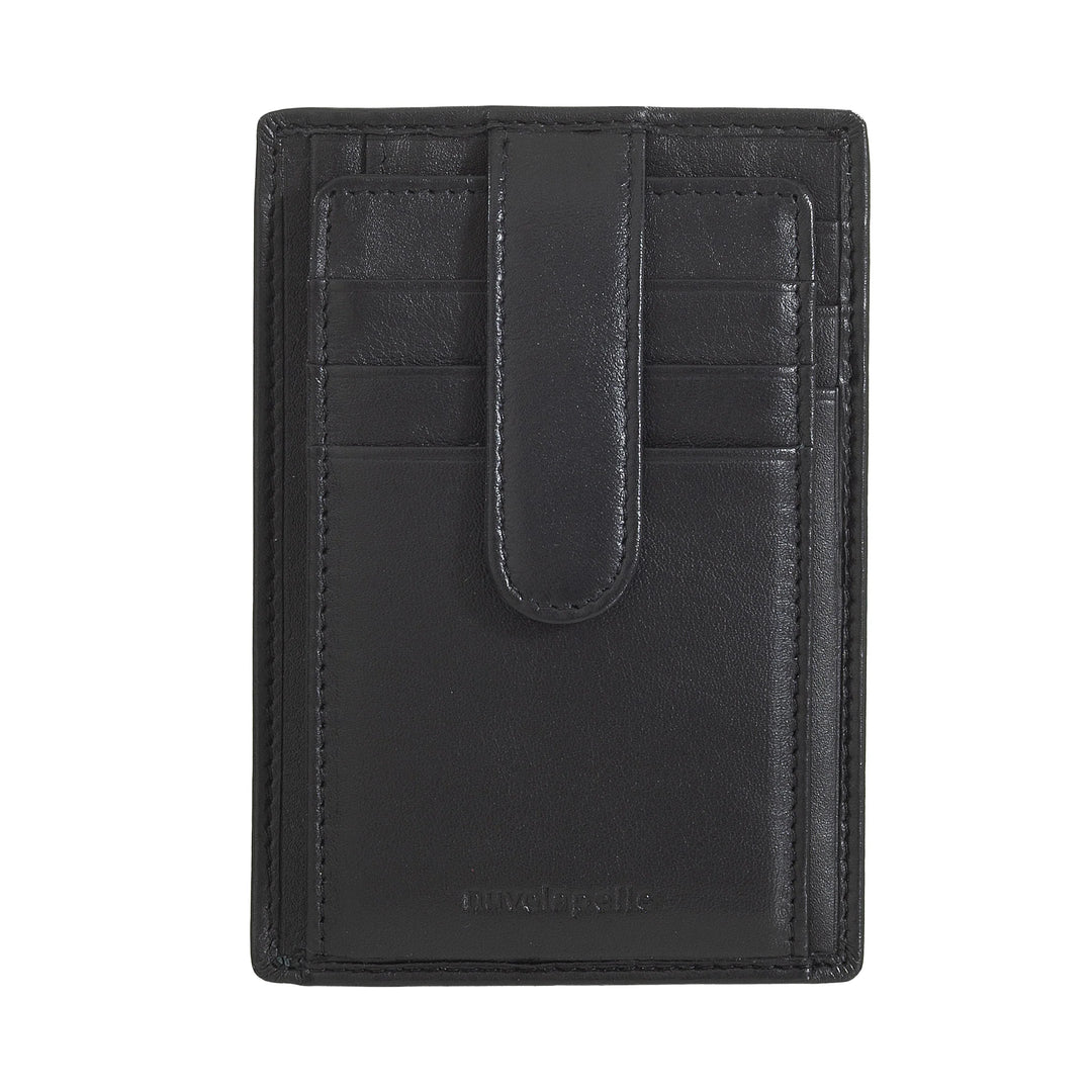 Nuvola Pelle Porta Carte di Credito Uomo Slim Ultrasottile in Pelle Nappa con Chiusura a Bottone