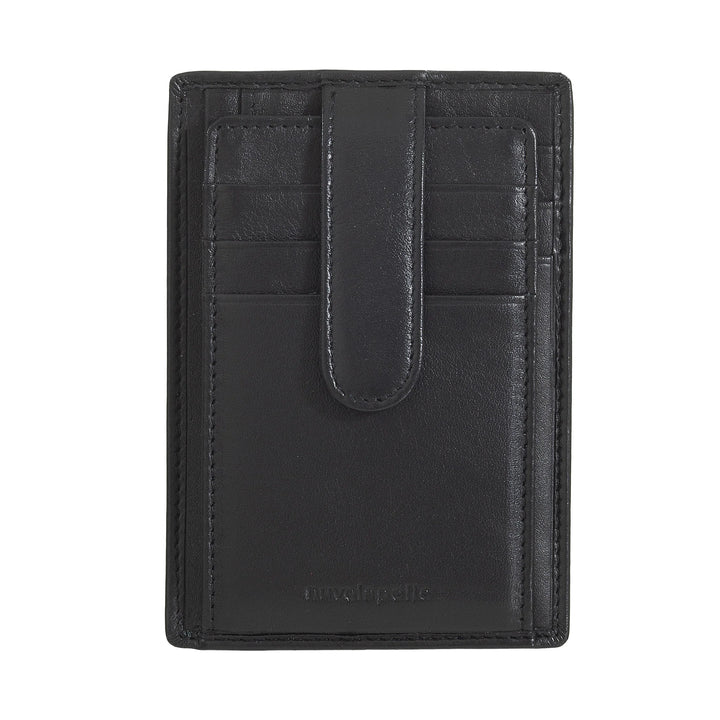 Nuvola Pelle Porta Carte di Credito Uomo Slim Ultrasottile in Pelle Nappa con Chiusura a Bottone