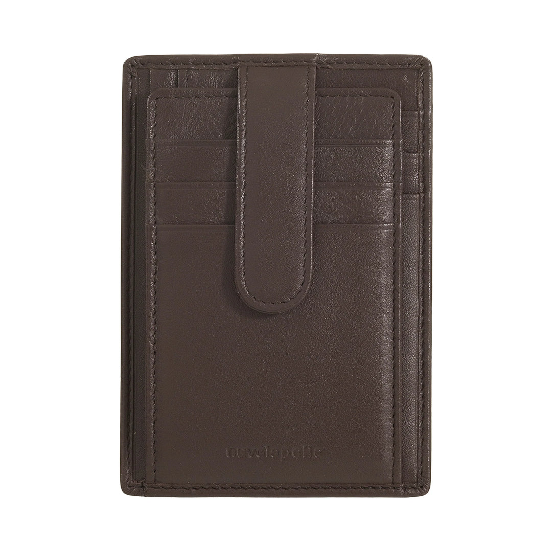 Nuvola Pelle Porta Carte di Credito Uomo Slim Ultrasottile in Pelle Nappa con Chiusura a Bottone