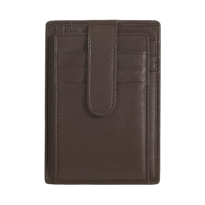 Nuvola Pelle Porta Carte di Credito Uomo Slim Ultrasottile in Pelle Nappa con Chiusura a Bottone