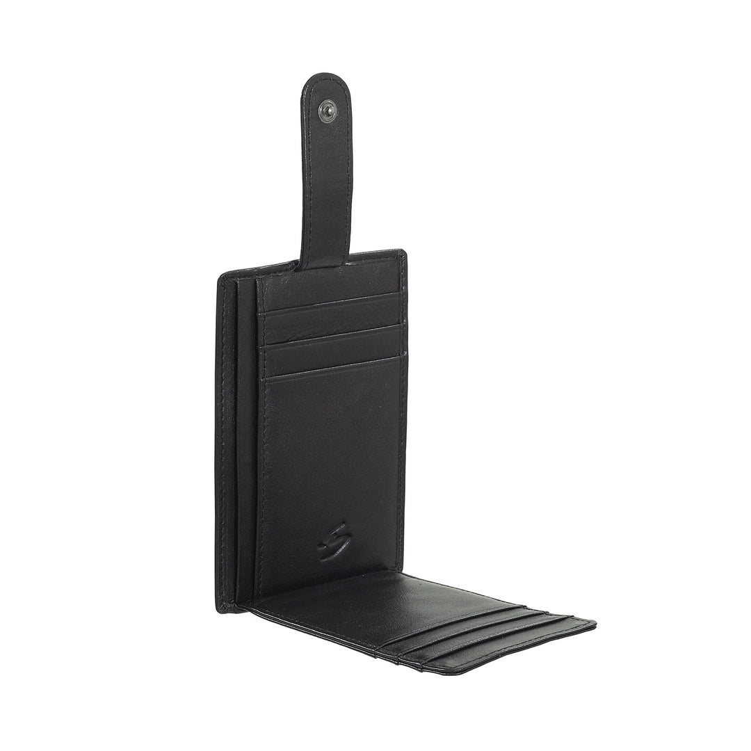 Nuvola Pelle Porta Carte di Credito Uomo Slim Ultrasottile in Pelle Nappa con Chiusura a Bottone