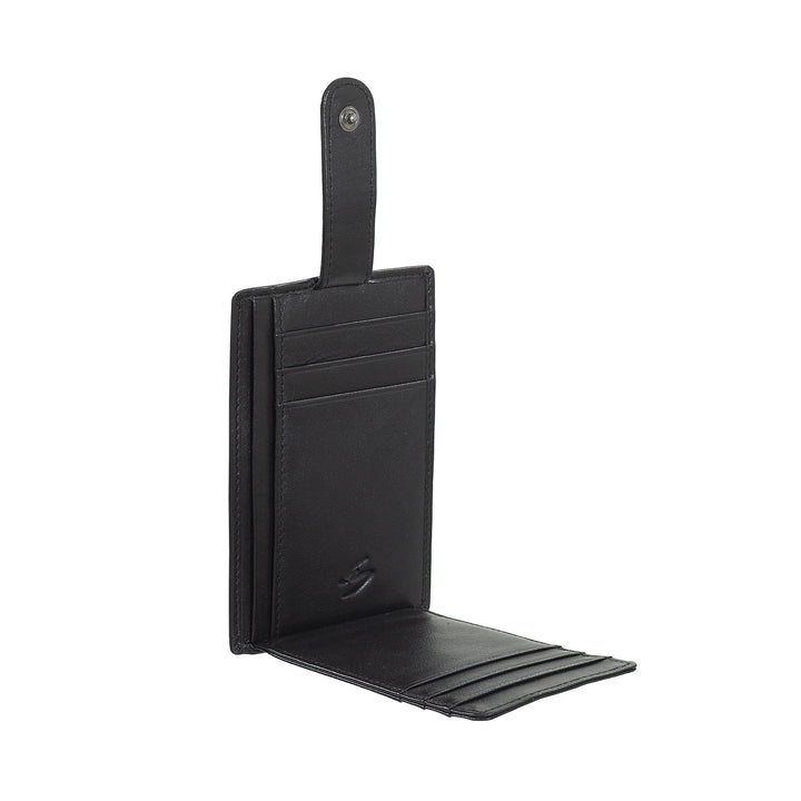 Nuvola Pelle Porta Carte di Credito Uomo Slim Ultrasottile in Pelle Nappa con Chiusura a Bottone