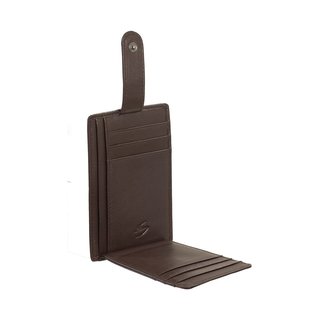 Nuvola Pelle Porta Carte di Credito Uomo Slim Ultrasottile in Pelle Nappa con Chiusura a Bottone