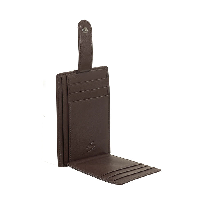 Nuvola Pelle Porta Carte di Credito Uomo Slim Ultrasottile in Pelle Nappa con Chiusura a Bottone