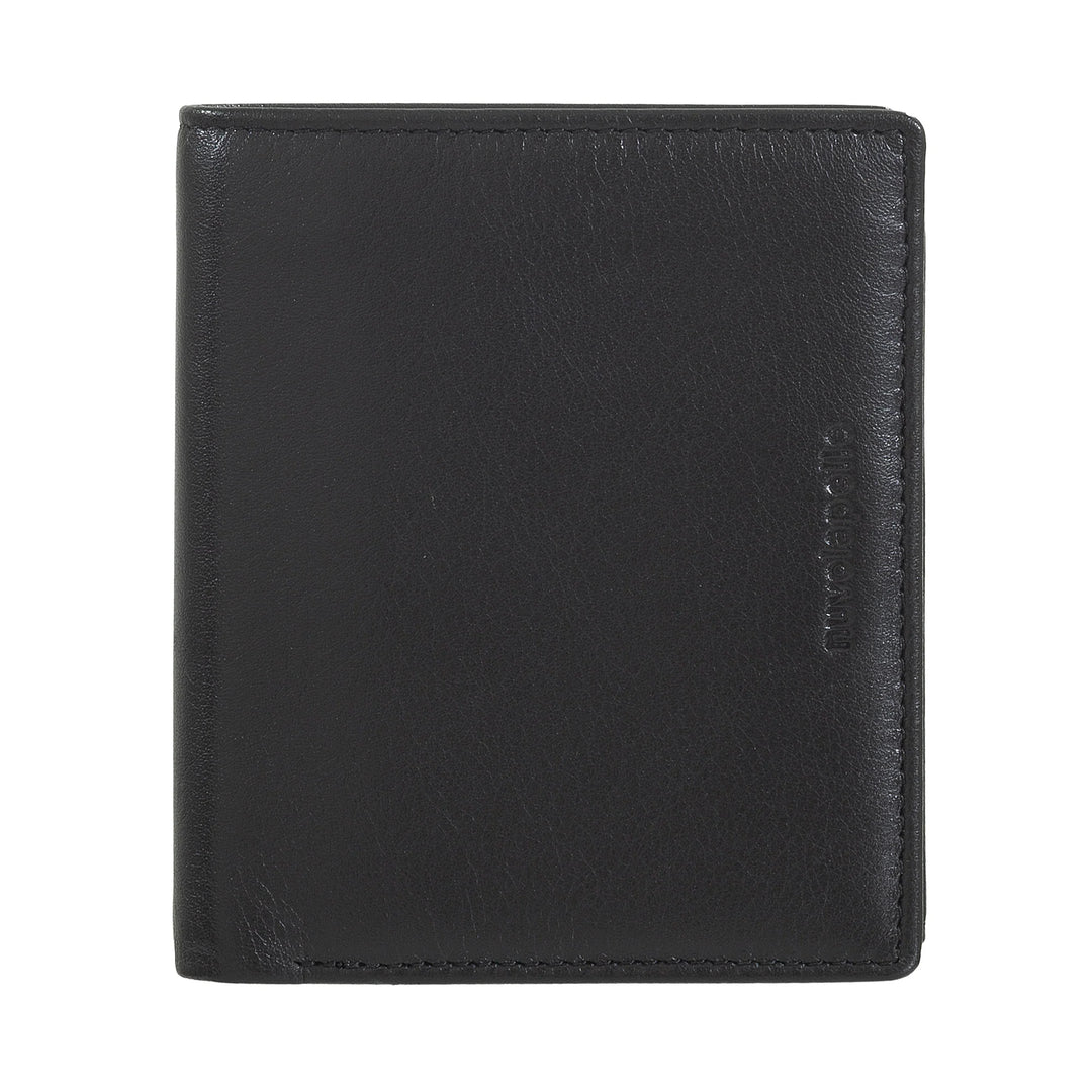 Nuvola Pelle Portafoglio Piccolo da Uomo con Portamonete, Portafoglio in Pelle formato Verticale con Cerniera Zip Interna, Porta Carte e Banconote