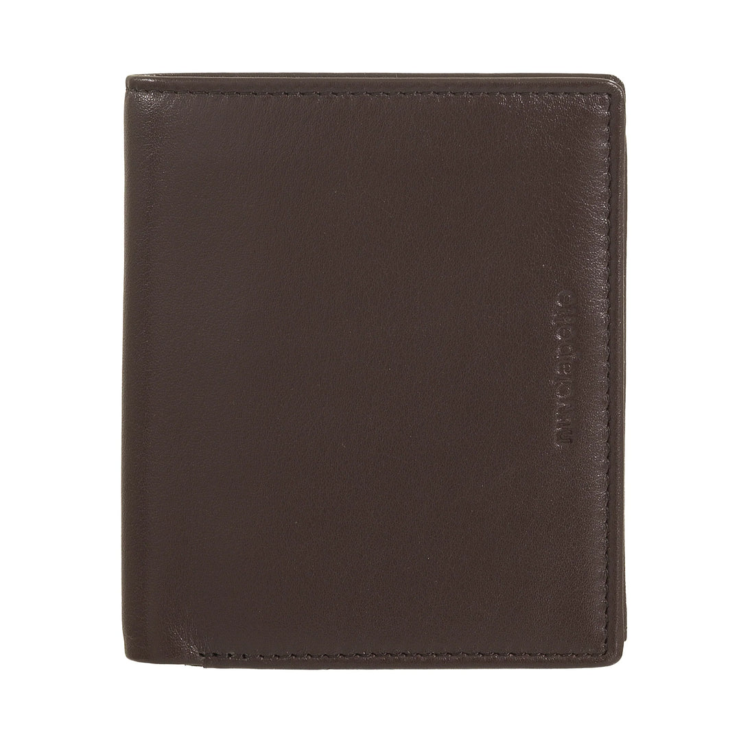 Nuvola Pelle Portafoglio Piccolo da Uomo con Portamonete, Portafoglio in Pelle formato Verticale con Cerniera Zip Interna, Porta Carte e Banconote
