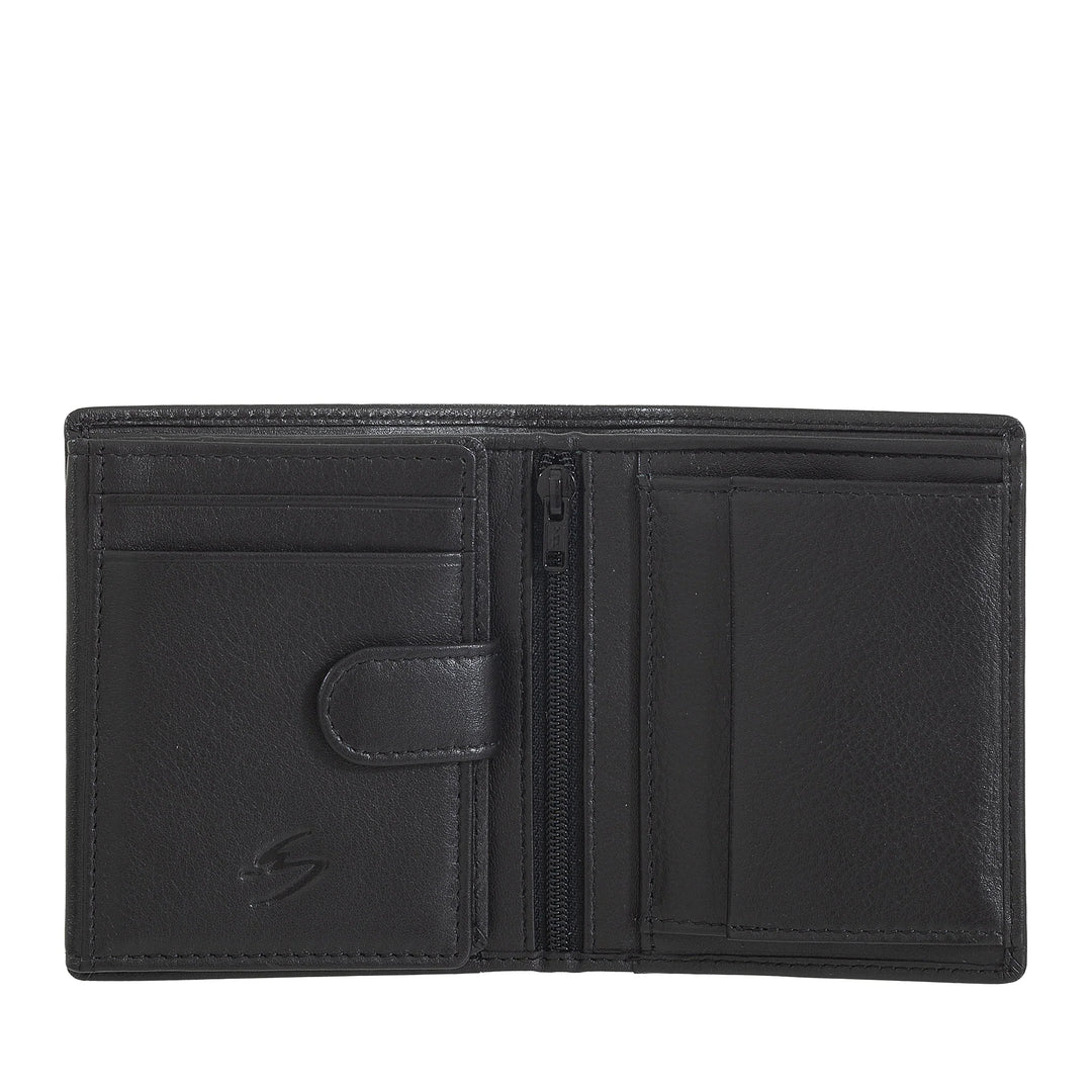 Nuvola Pelle Portafoglio Piccolo da Uomo con Portamonete, Portafoglio in Pelle formato Verticale con Cerniera Zip Interna, Porta Carte e Banconote
