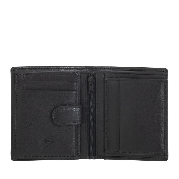 Nuvola Pelle Portafoglio Piccolo da Uomo con Portamonete, Portafoglio in Pelle formato Verticale con Cerniera Zip Interna, Porta Carte e Banconote