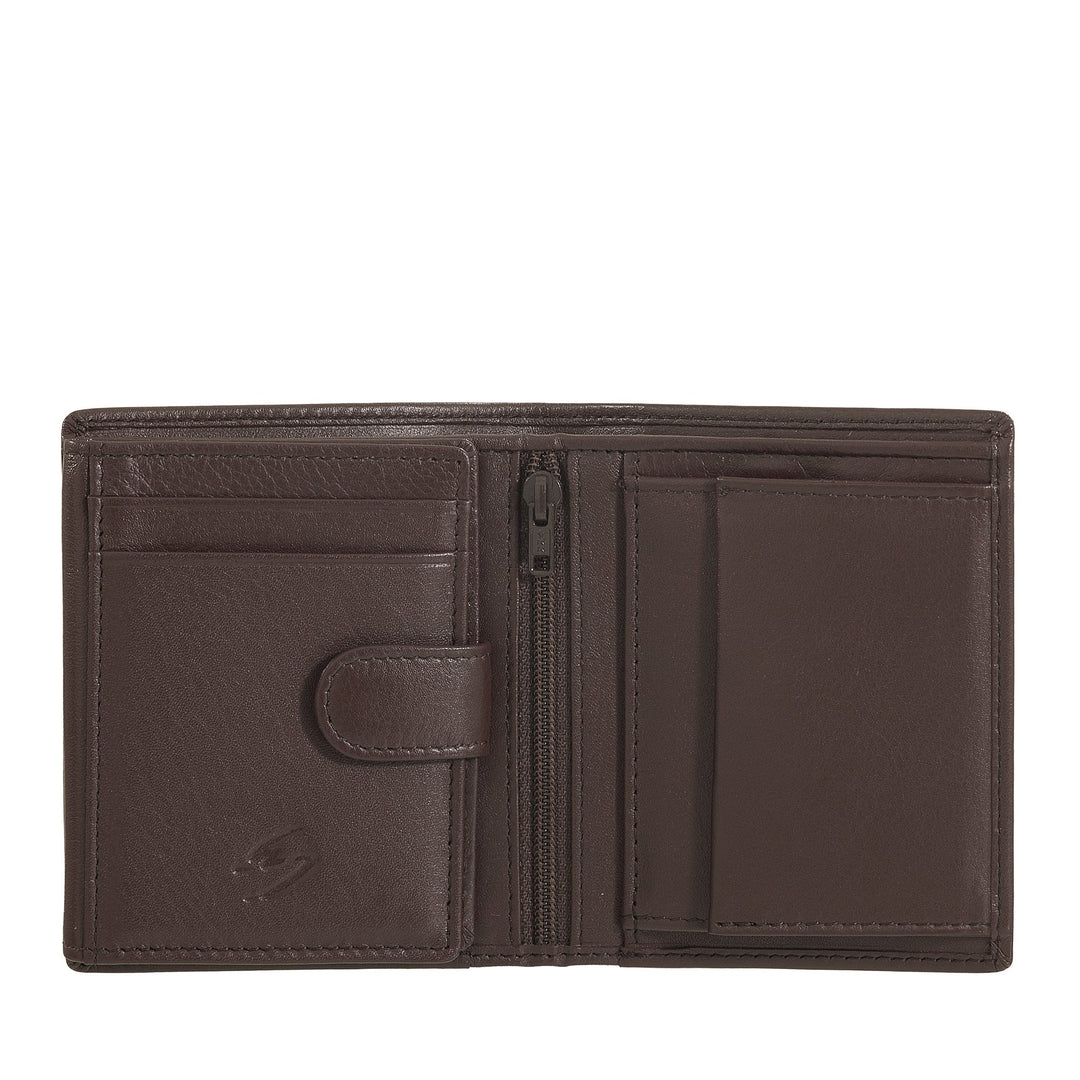 Nuvola Pelle Portafoglio Piccolo da Uomo con Portamonete, Portafoglio in Pelle formato Verticale con Cerniera Zip Interna, Porta Carte e Banconote