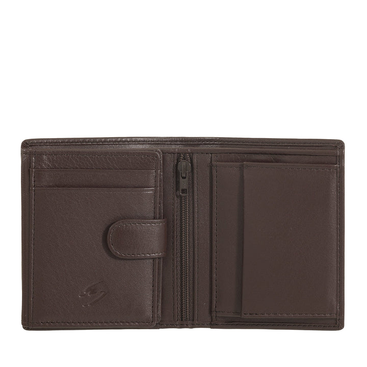 Nuvola Pelle Portafoglio Piccolo da Uomo con Portamonete, Portafoglio in Pelle formato Verticale con Cerniera Zip Interna, Porta Carte e Banconote
