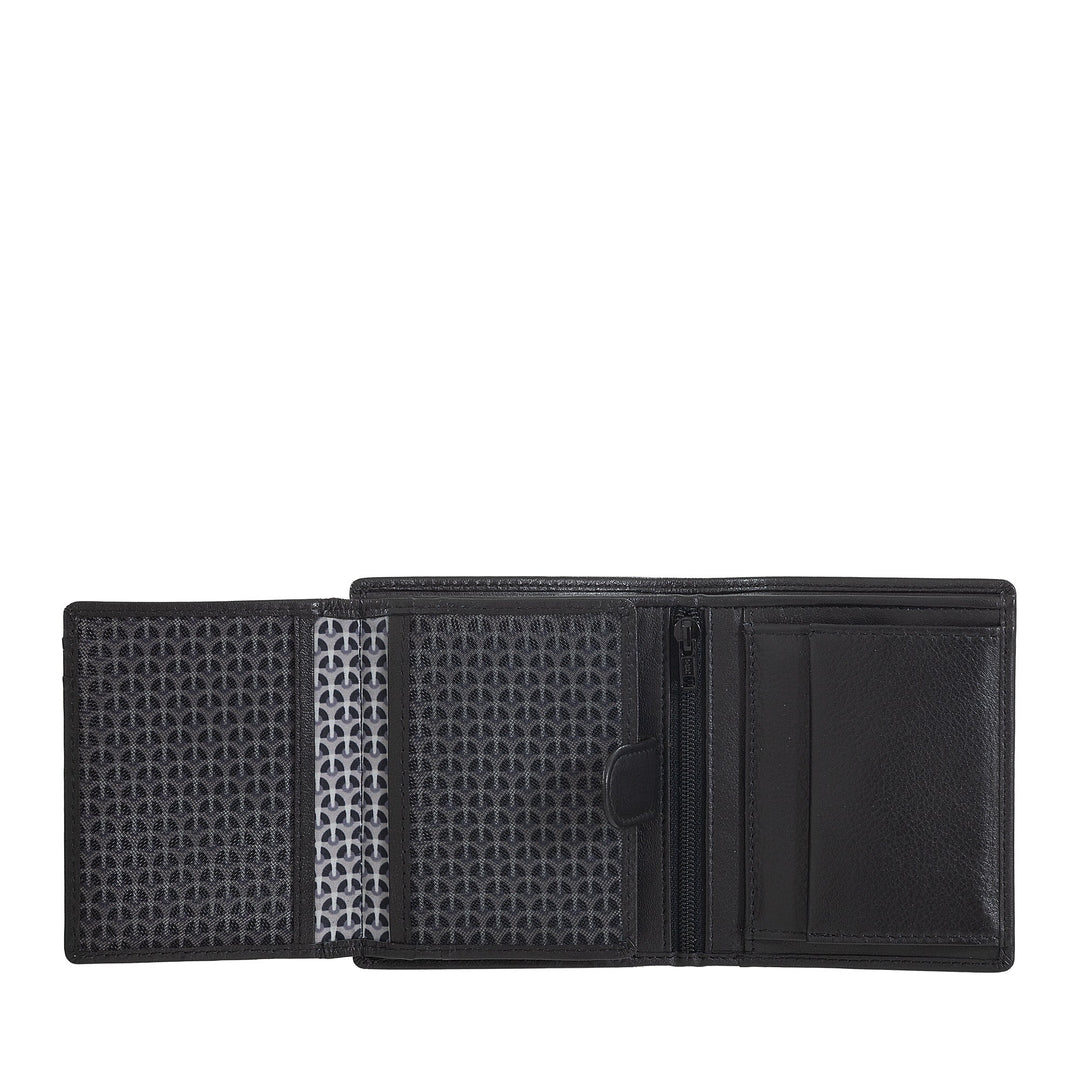 Nuvola Pelle Portafoglio Piccolo da Uomo con Portamonete, Portafoglio in Pelle formato Verticale con Cerniera Zip Interna, Porta Carte e Banconote