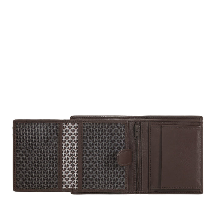 Nuvola Pelle Portafoglio Piccolo da Uomo con Portamonete, Portafoglio in Pelle formato Verticale con Cerniera Zip Interna, Porta Carte e Banconote