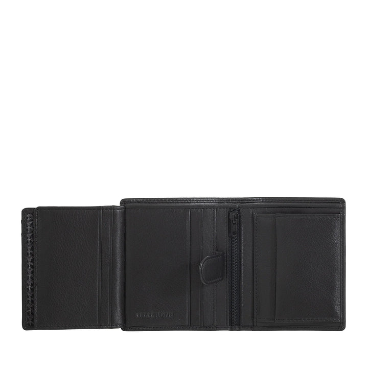 Nuvola Pelle Portafoglio Piccolo da Uomo con Portamonete, Portafoglio in Pelle formato Verticale con Cerniera Zip Interna, Porta Carte e Banconote