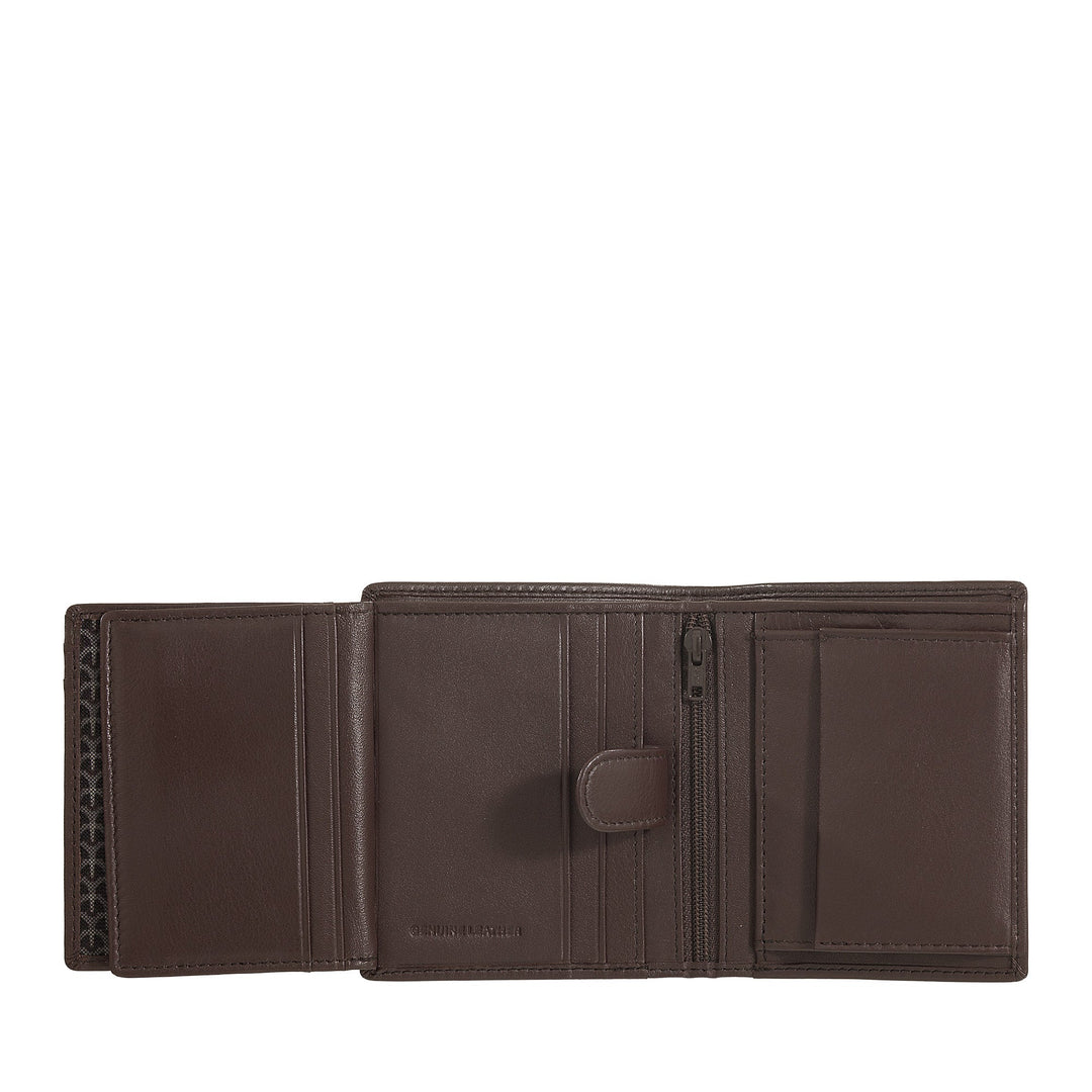 Nuvola Pelle Portafoglio Piccolo da Uomo con Portamonete, Portafoglio in Pelle formato Verticale con Cerniera Zip Interna, Porta Carte e Banconote
