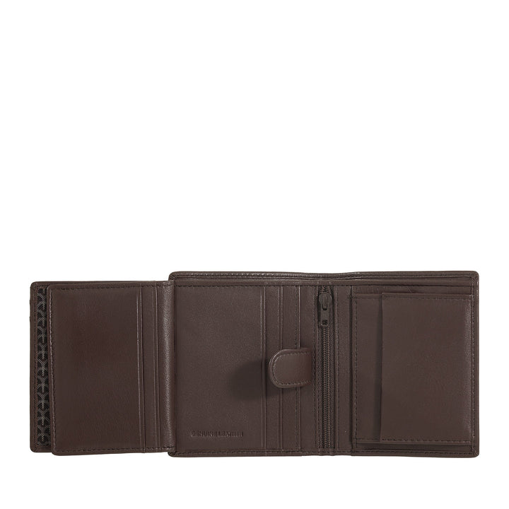 Nuvola Pelle Portafoglio Piccolo da Uomo con Portamonete, Portafoglio in Pelle formato Verticale con Cerniera Zip Interna, Porta Carte e Banconote