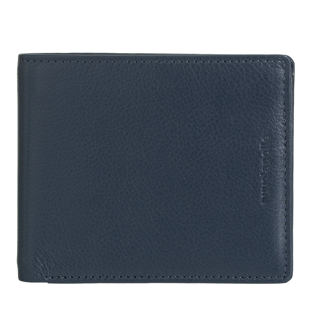 Nuvola Pelle Portafoglio Uomo Piccolo in Pelle - Portafogli Tascabile, Sottile, Slim con 6 Slot Porta Carte Tessere e Banconote