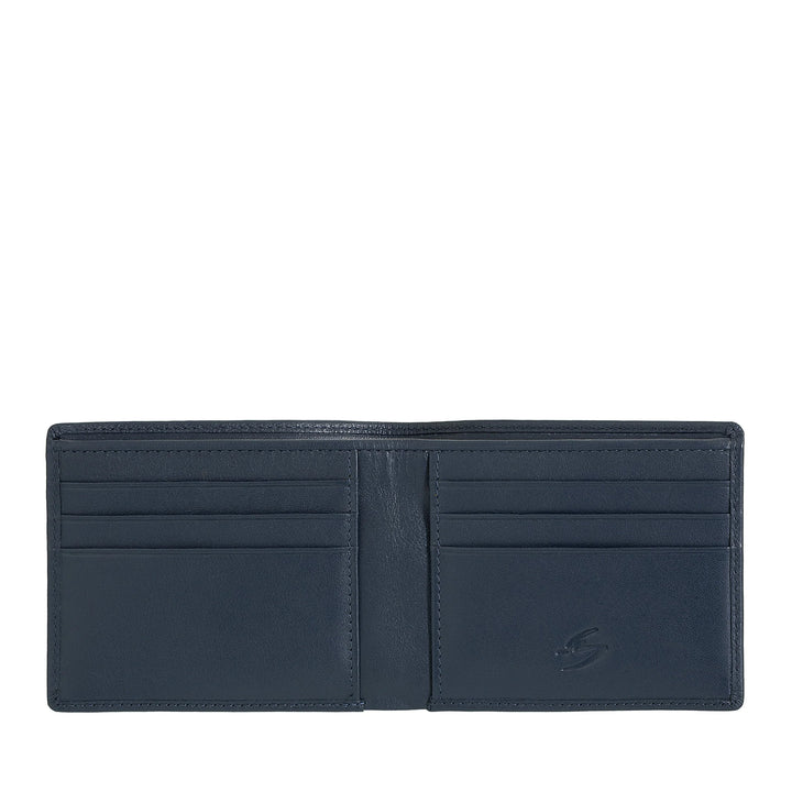 Nuvola Pelle Portafoglio Uomo Piccolo in Pelle - Portafogli Tascabile, Sottile, Slim con 6 Slot Porta Carte Tessere e Banconote