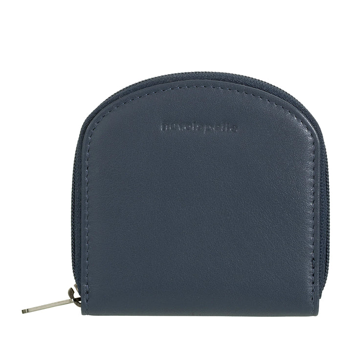 Nuvola Pelle Portamonete in Pelle Nappa a Pozzetto - Porta Monete con Cerniera Zip Lampo a Giro