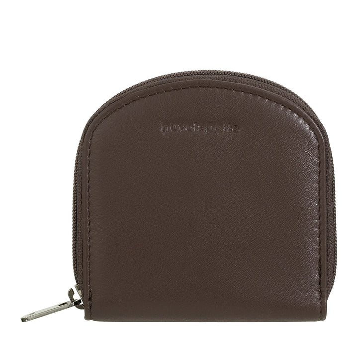 Nuvola Pelle Portamonete in Pelle Nappa a Pozzetto - Porta Monete con Cerniera Zip Lampo a Giro