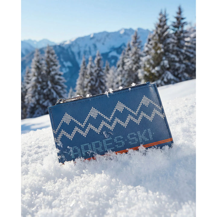 DUDU Porta Carte di Credito Uomo Donna in Pelle, Portafoglio Sottile Piccolo Après Ski, 4 Porta Tessere Portacarte, Portamonete a Cerniera Zip