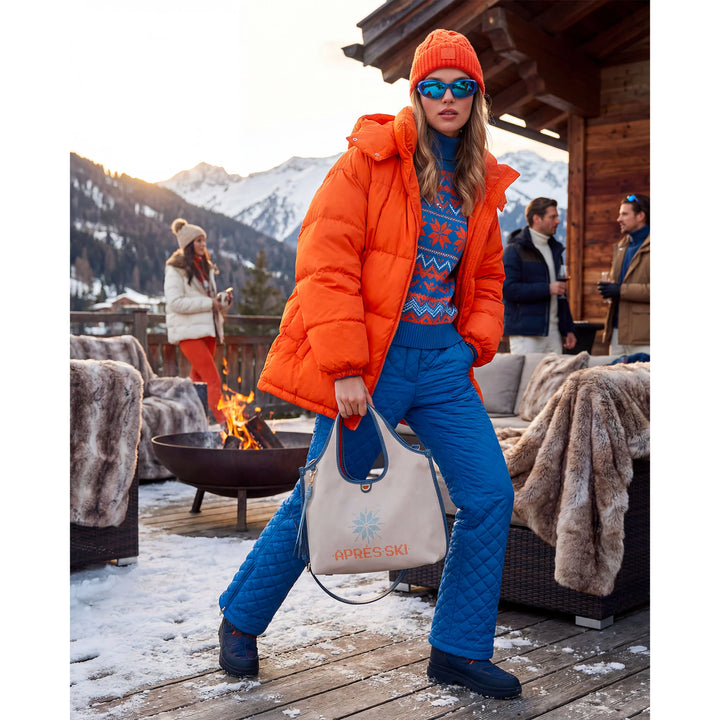 DUDU Borsa Donna a Mano a Tracolla in Nylon e Pelle Après Ski – Shopper Leggera Dimensioni Medie con Tracolla Regolabile e Chiusura Magnetica, Design Sportivo Chic