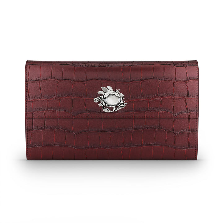 Giovanni Raspini portafoglio continental jungle pelle croco borgogna Portafoglio in pelle e decoro in bronzobianco L0033