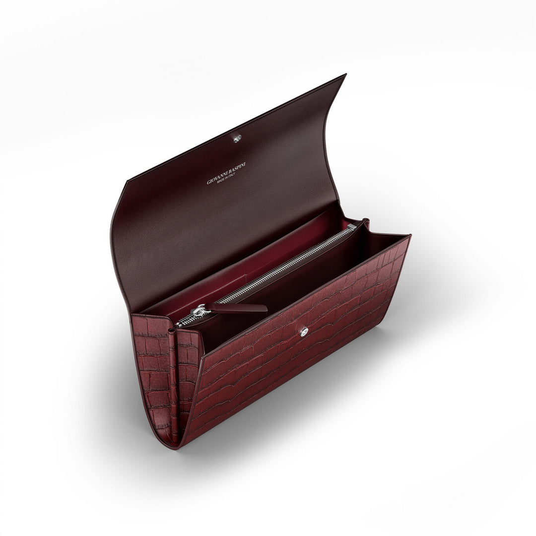 Giovanni Raspini portafoglio continental jungle pelle croco borgogna Portafoglio in pelle e decoro in bronzobianco L0033