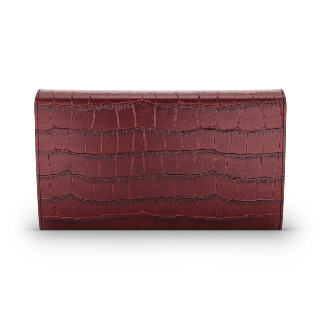 Giovanni Raspini portafoglio continental jungle pelle croco borgogna Portafoglio in pelle e decoro in bronzobianco L0033