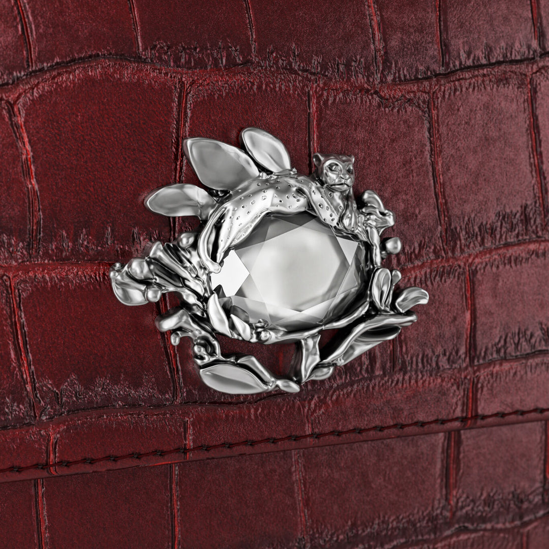 Giovanni Raspini portafoglio continental jungle pelle croco borgogna Portafoglio in pelle e decoro in bronzobianco L0033