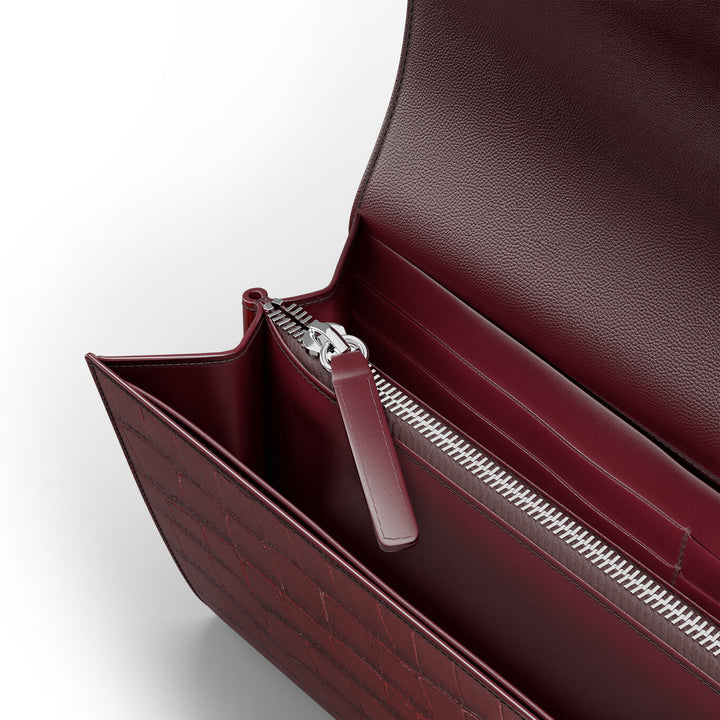 Giovanni Raspini portafoglio continental jungle pelle croco borgogna Portafoglio in pelle e decoro in bronzobianco L0033