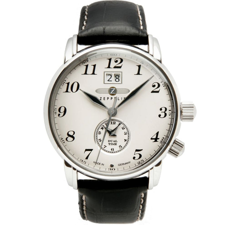 Zeppelin orologio LZ127 Graf Dual Time 42mm beige quarzo acciaio 7644-5
