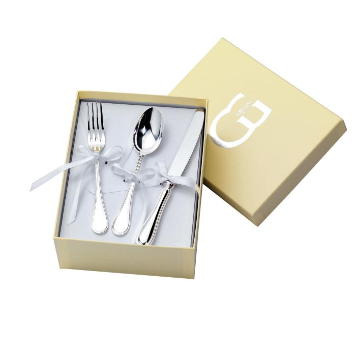 Greggio servizio 3 posate bimbo Argento 925 mod. 1600 Giorgio I  8.80.7412