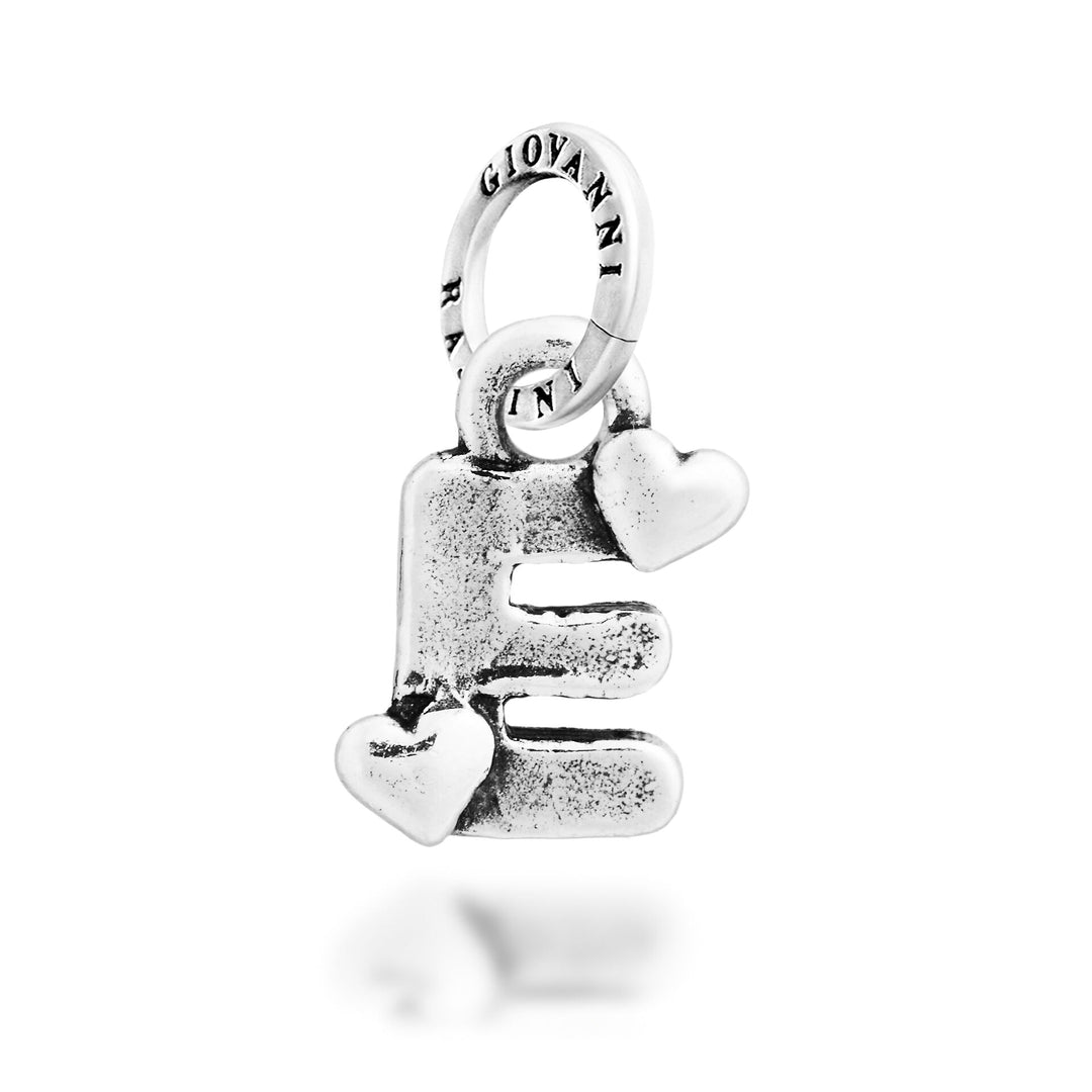 Giovanni Raspini Charm "E" Petits Coeurs - Silver Charm - 12781