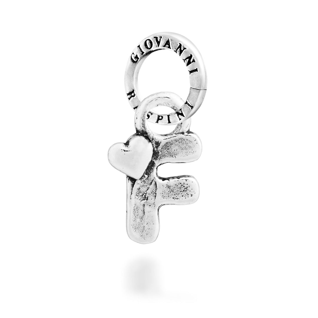 Giovanni Raspini Charm "F" Petit Coeur - Silver Charm - 12782