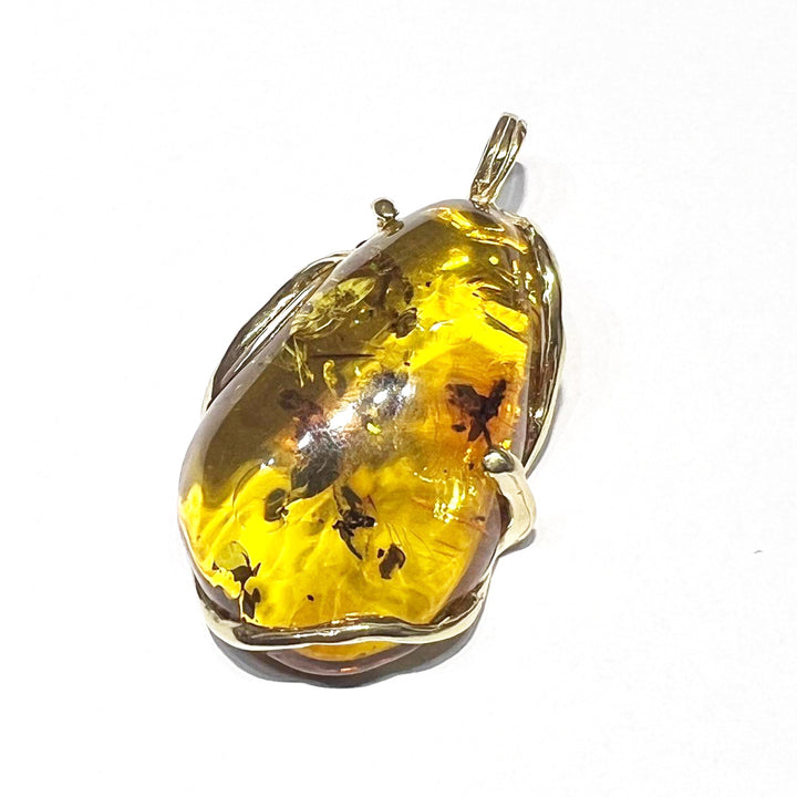 Capodagli ciondolo Ambra montatura in argento 925 finitura PVD oro giallo AC 00358
