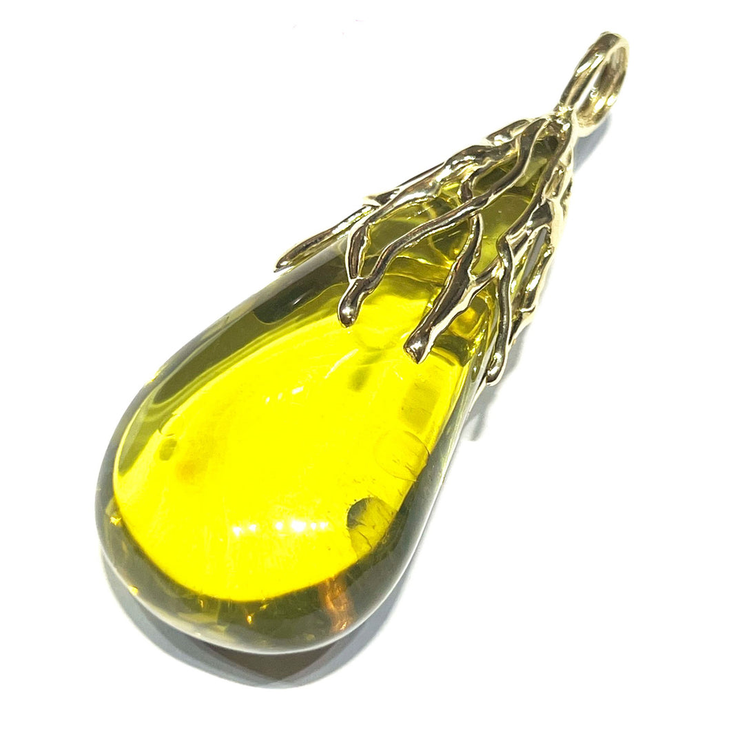 Capodagli ciondolo Ambra montatura in argento 925 finitura PVD oro giallo AC 00676