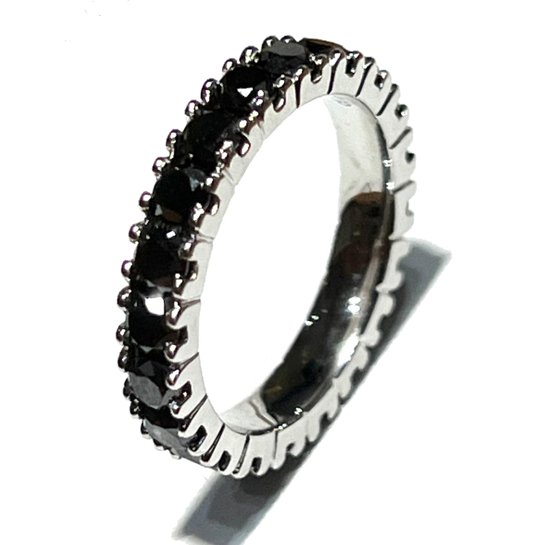 World Diamond Group anello fedina girodito oro bianco 18kt diamanti black 0024FG