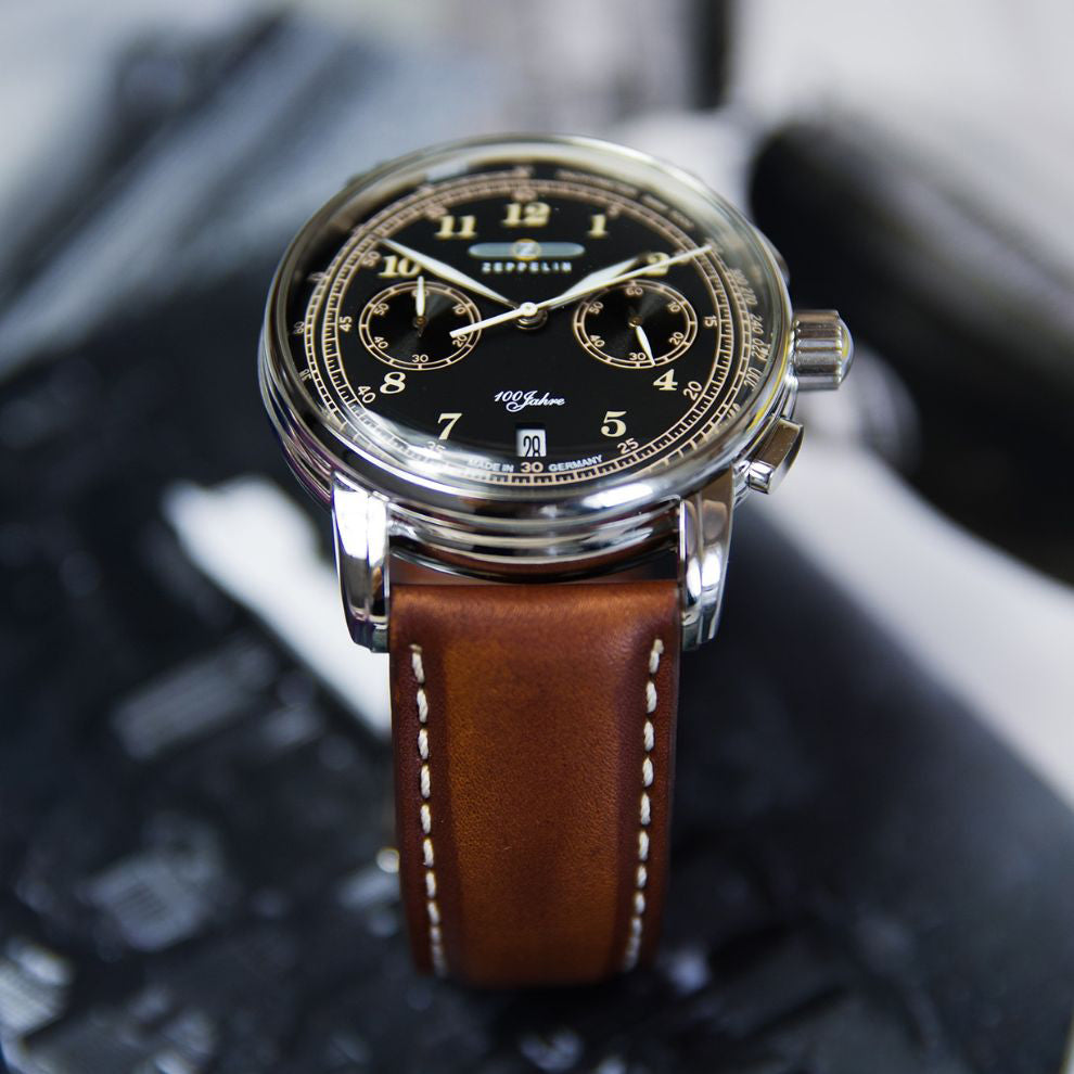 Zeppelin orologio 100 Years Zeppelin Chrono 42mm nero quarzo acciaio 7674-3