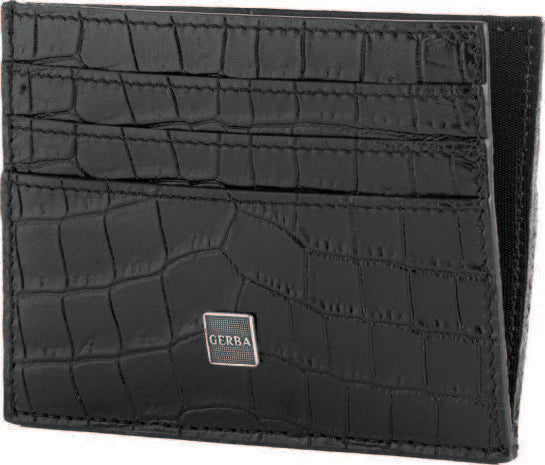Gerba c.credito in pelle di vitello cocco e logo gerba in argento