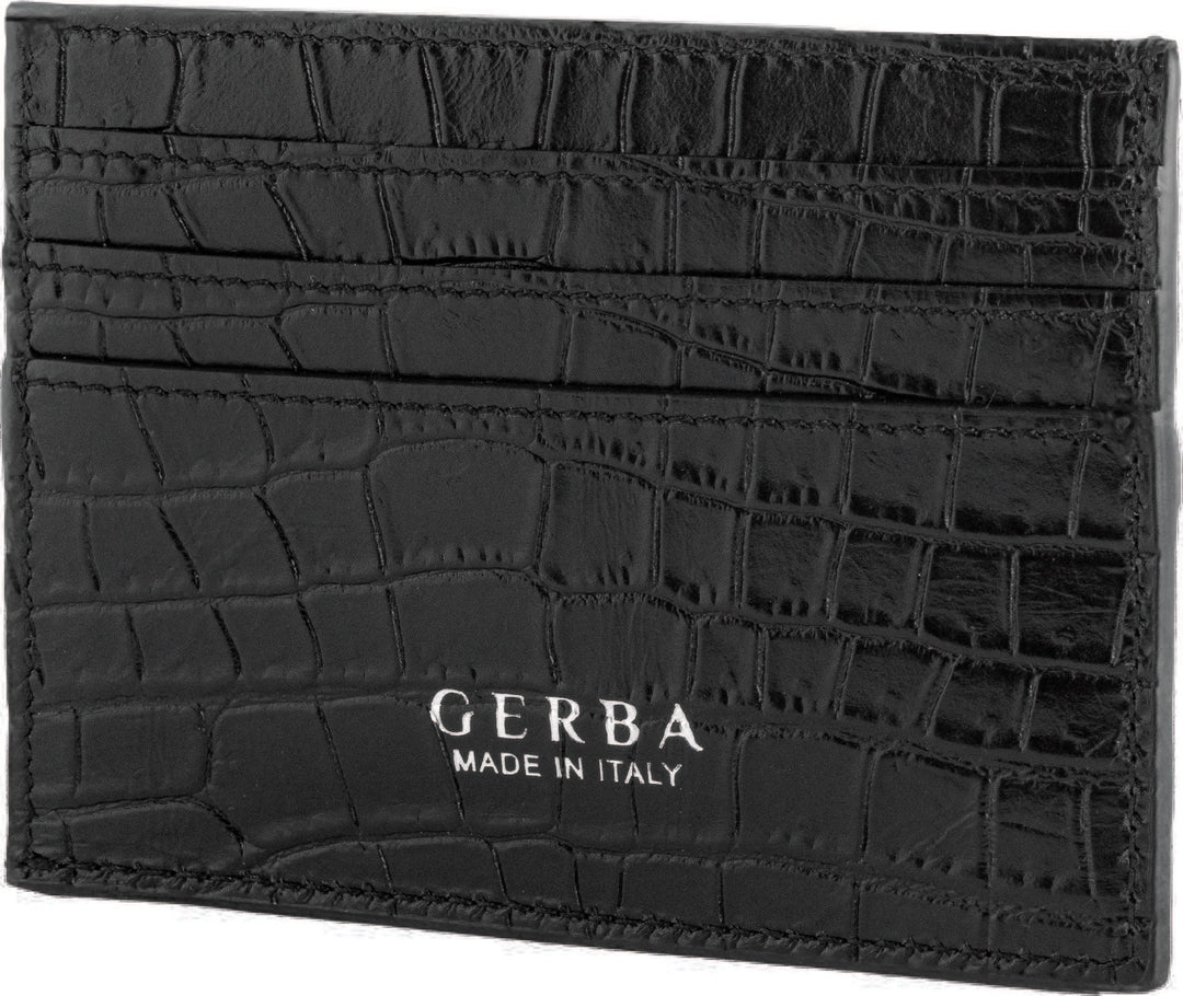Gerba c.credito in pelle di vitello cocco e logo gerba in argento