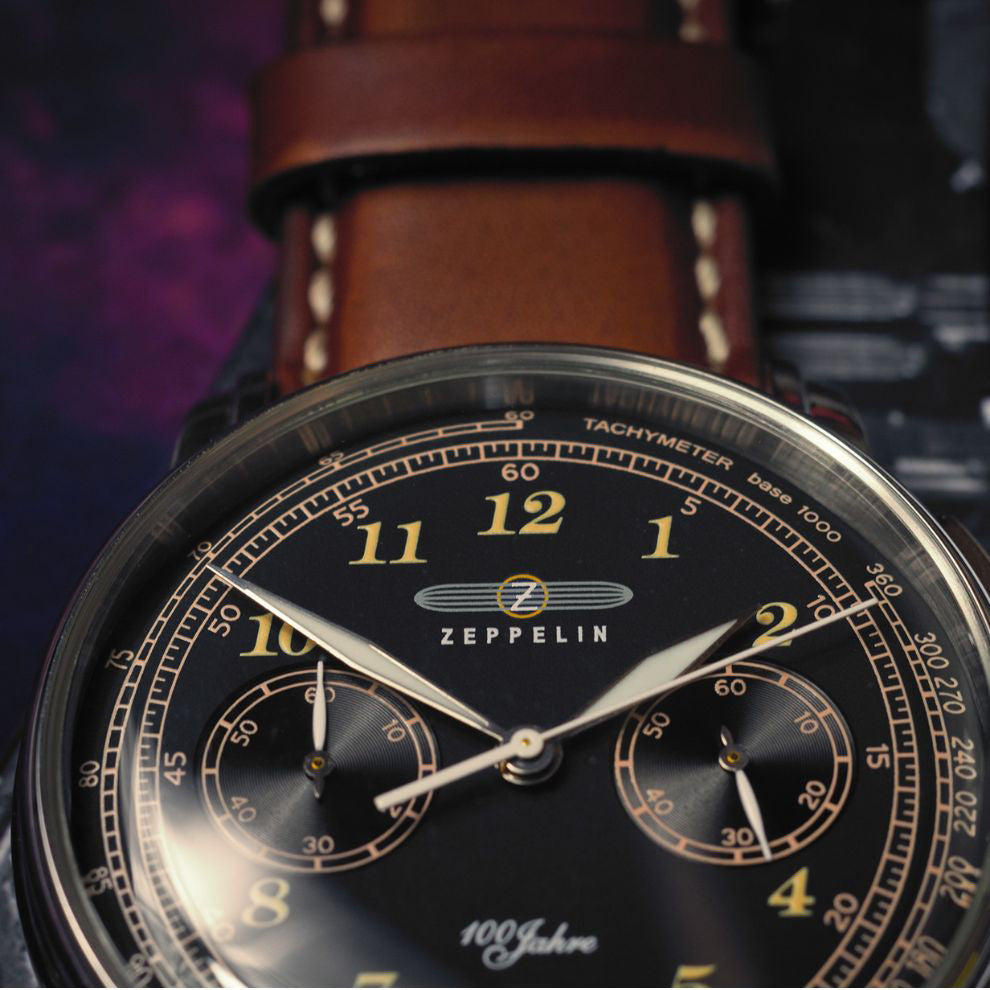 Zeppelin orologio 100 Years Zeppelin Chrono 42mm nero quarzo acciaio 7674-3