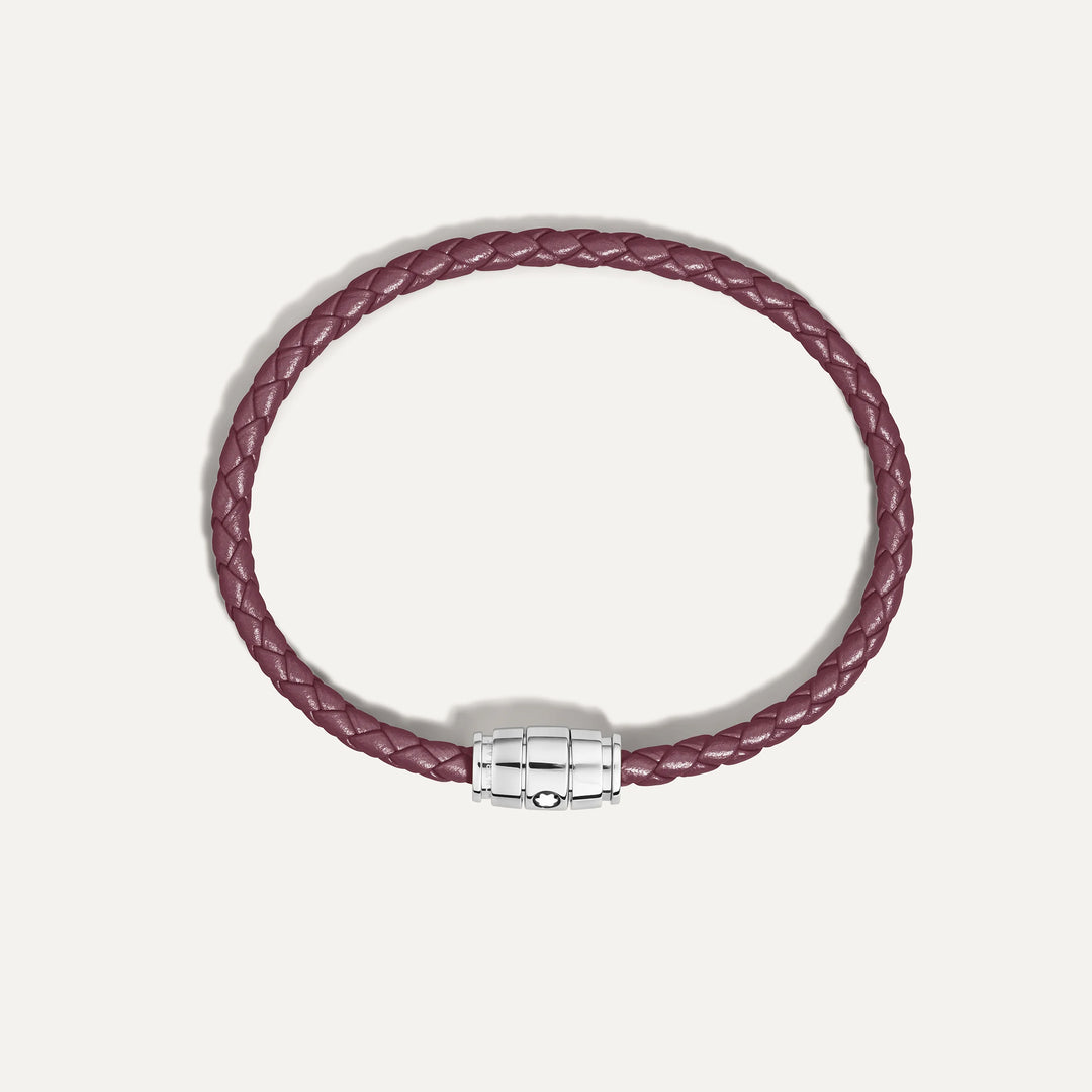 Montblanc bracciale in acciaio a 3 anelli e pelle Meisterstück Cassis misura M 13431363