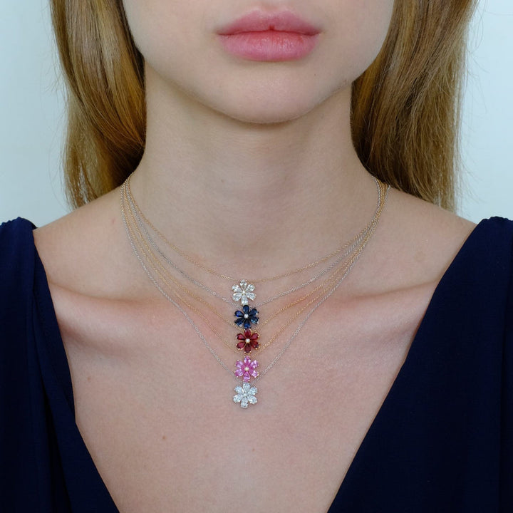 Zydo ciondolo a forma di fiore con pietre preziose colorate e diamanti oro giallo zaffiro giallo 62040