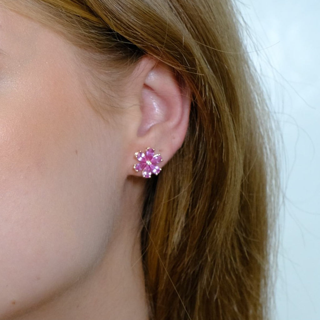 Zydo flower-shaped earrings with colored precious stones and diamonds yellow gold yellow sapphire 62174