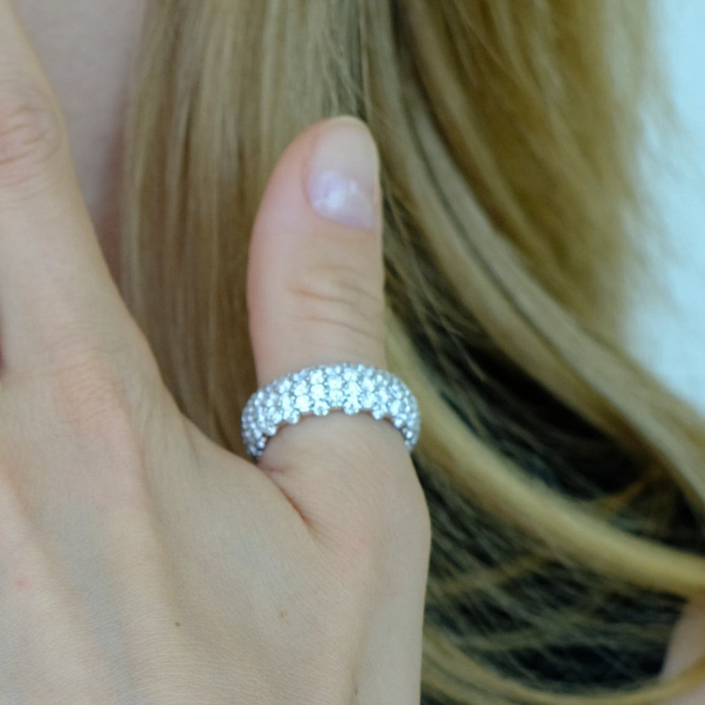 Zydo anello elastico piccolo con cupola di diamanti oro bianco 61528