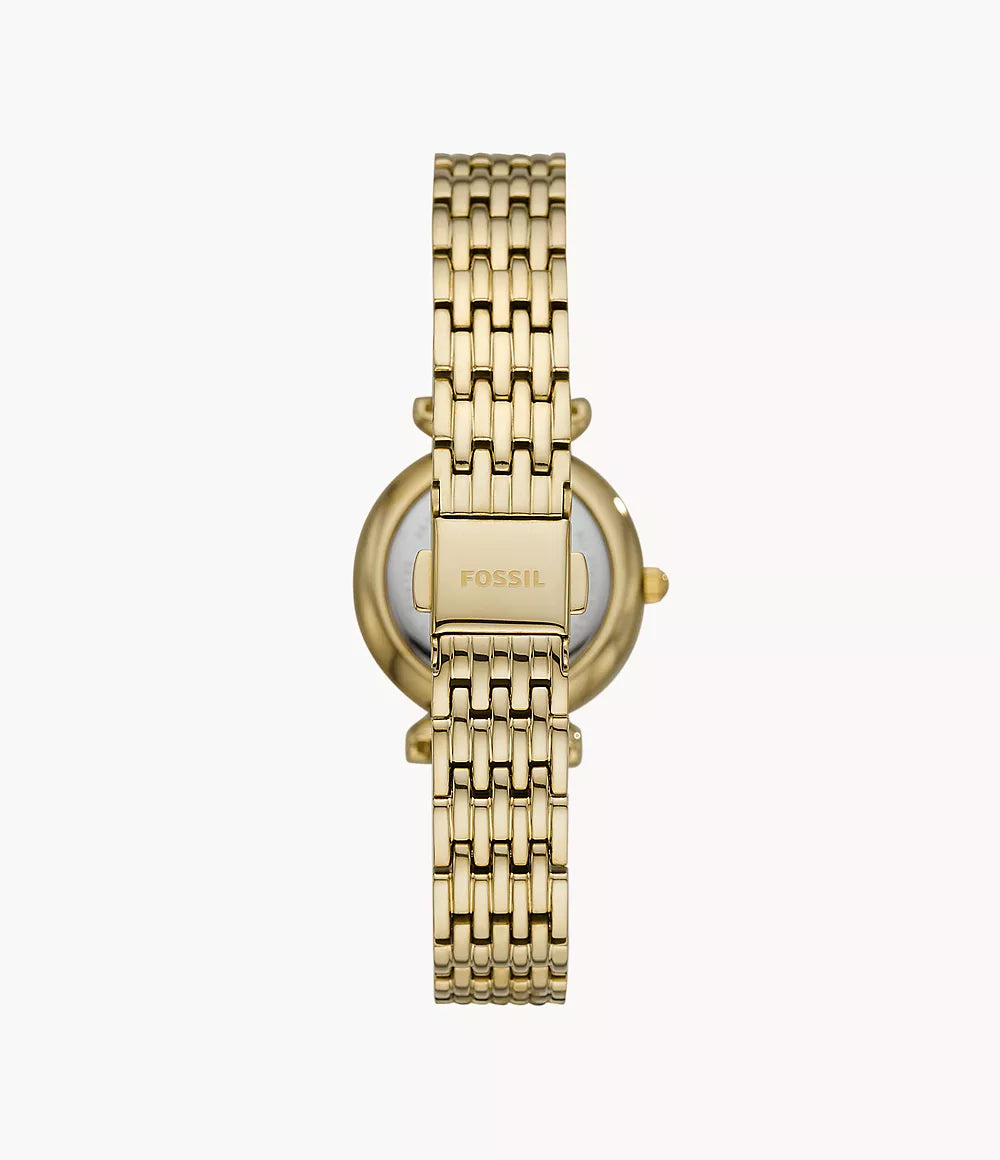 Fossil orologio Carlie Mini Mini 28mm madreperla quarzo acciaio finiture PVD oro giallo ES4699