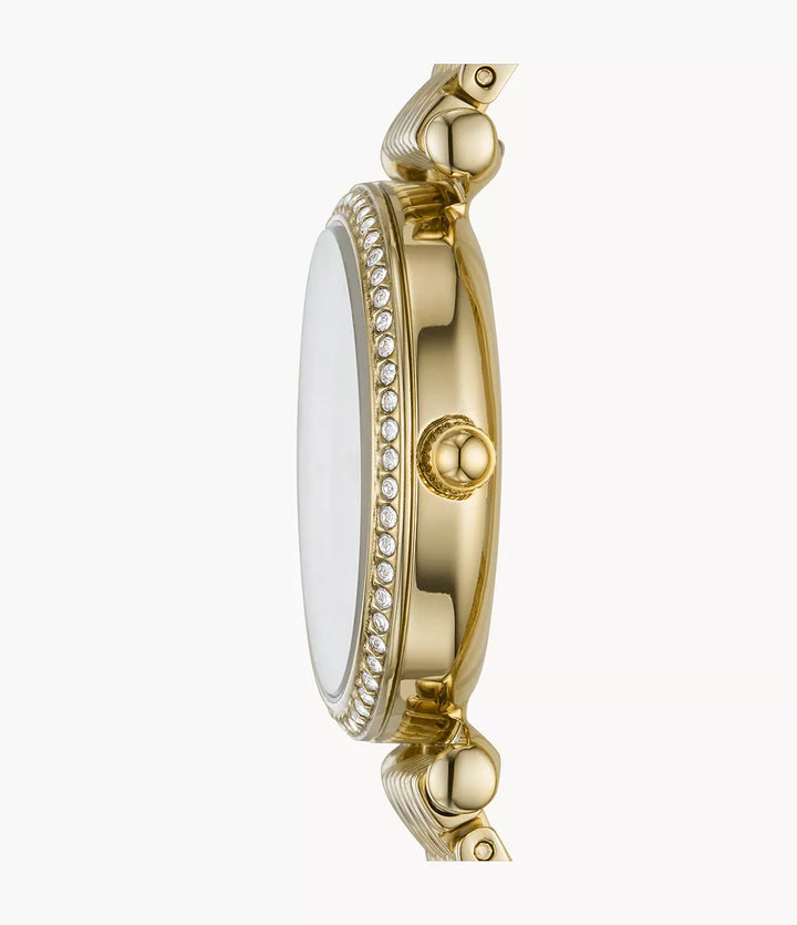 Fossil orologio Carlie Mini Mini 28mm madreperla quarzo acciaio finiture PVD oro giallo ES4699