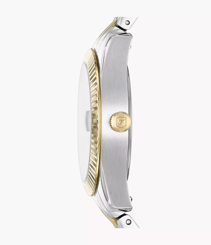 Fossil orologio Scarlette 33mm champagne quarzo acciaio finiture PVD oro giallo ES4949